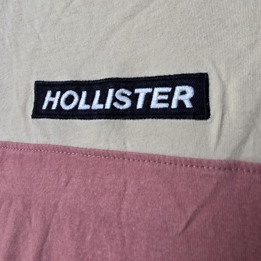 Hollister T Shirt Mens Large Box Logo Embroidered Colorblock Blue Pink Preppy‎ L - Picture 6 of 7